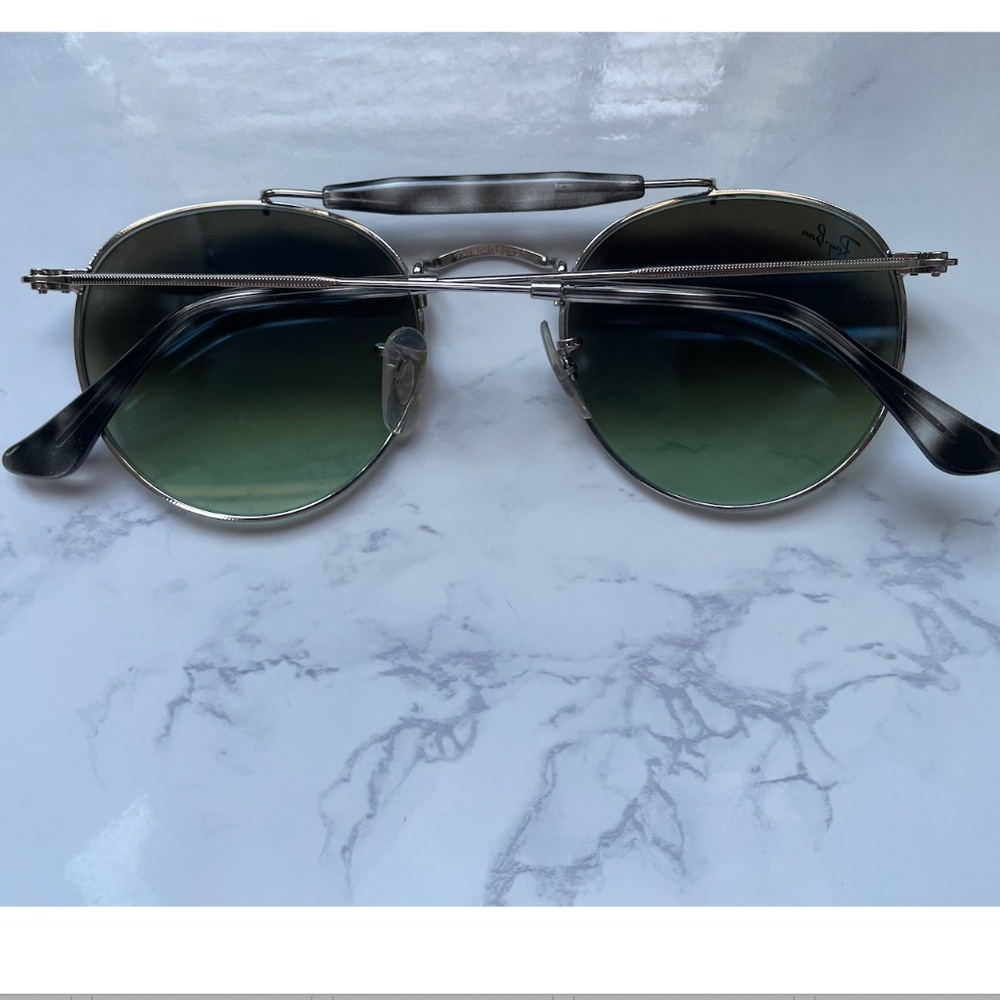 Ray Ban Silver ROUND DOUBLE BRIDGE Sunglasses RARE - Picture 4 of 8